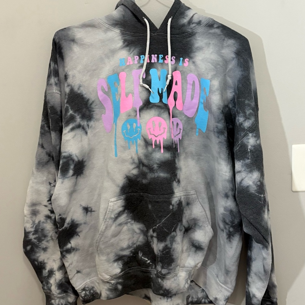Tie-Dye Hoodie with Graphic Print - Picture 2 of 8
